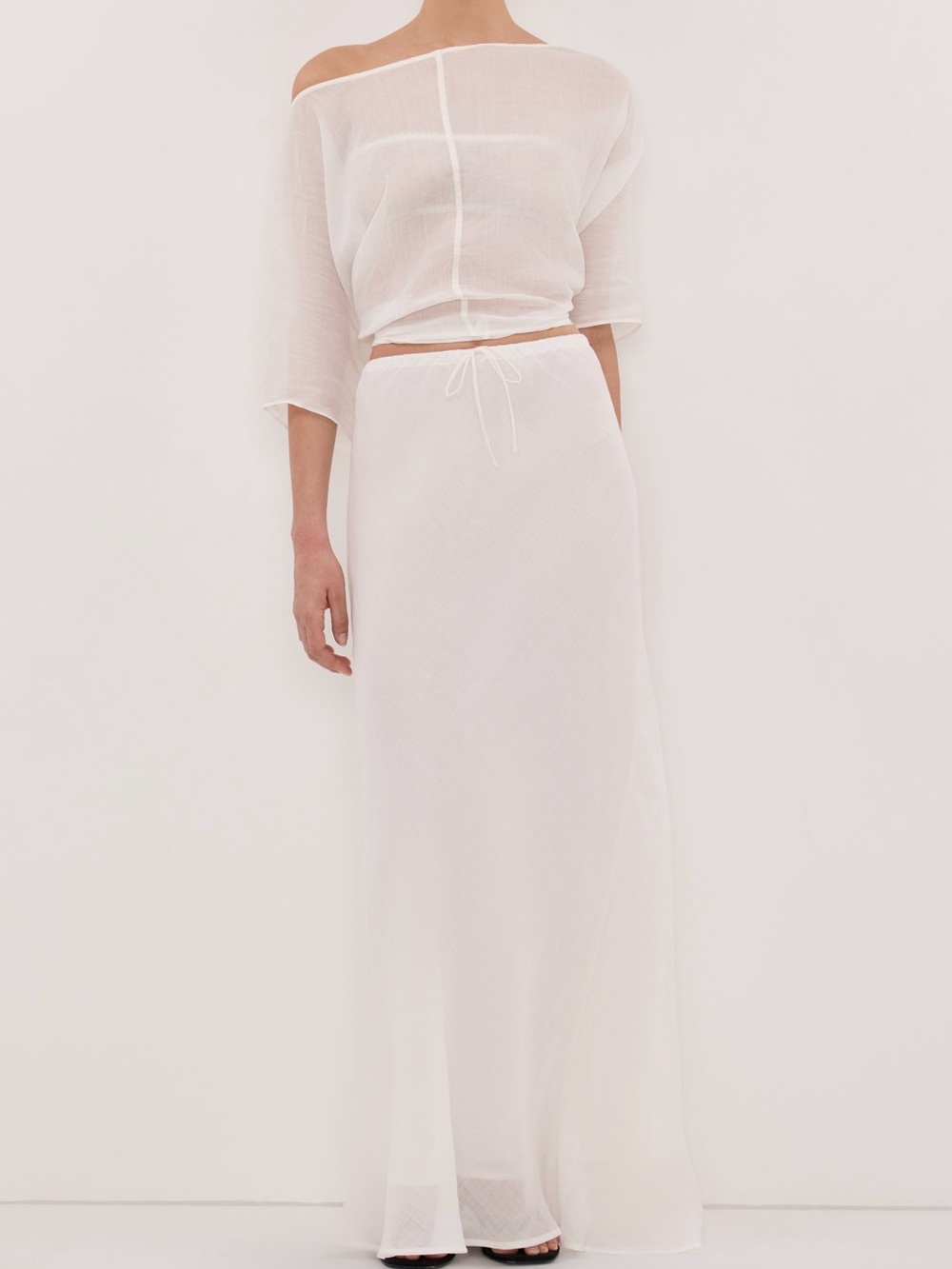 DISSH Maison White Ramie Bias Maxi Skirt US 2